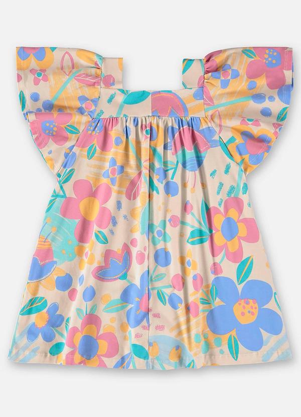 Up Baby - Vestido Infantil Floral em Cotton Azul 3