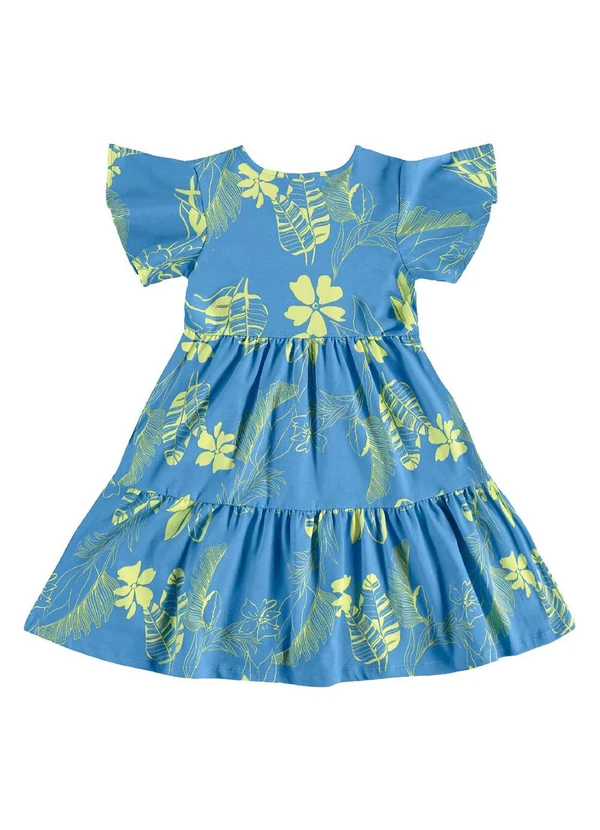 Bee Loop - Vestido Infantil Floral em Cotton Azul 3