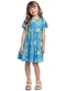 Bee Loop - Vestido Infantil Floral em Cotton Azul - variação: Azul