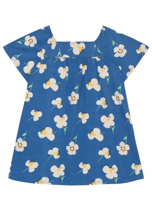 Vestido Infantil Floral em Cotton Bee Loop Azul - BEE LOOP