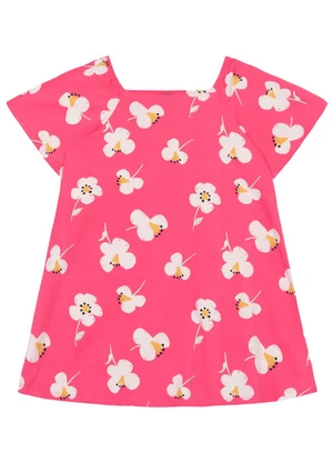 Vestido Infantil Floral em Cotton Bee Loop Rosa - BEE LOOP