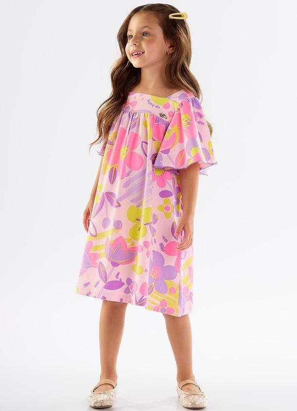 Up Baby - Vestido Infantil Floral em Cotton Roxo