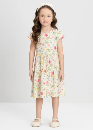 Vestido Infantil Floral Up Baby Branco - UP BABY