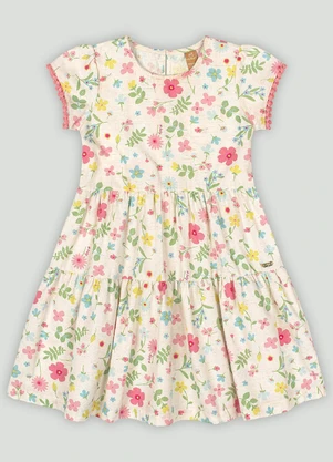 Vestido Infantil Floral Up Baby Branco - UP BABY