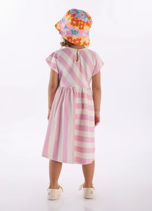 Três e Já - Vestido Infantil Flores em Cotton Branco - TRÊS E JÁ