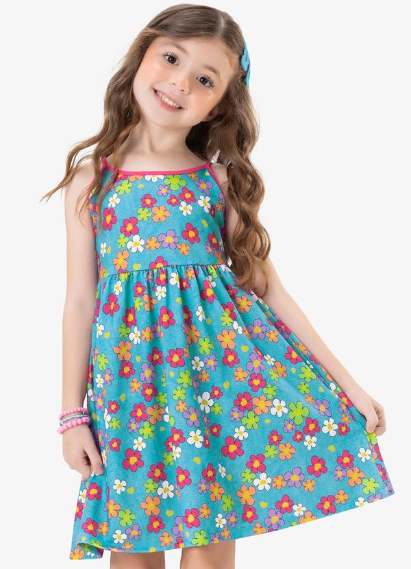 Rovi Kids - Vestido Infantil Florido Azul