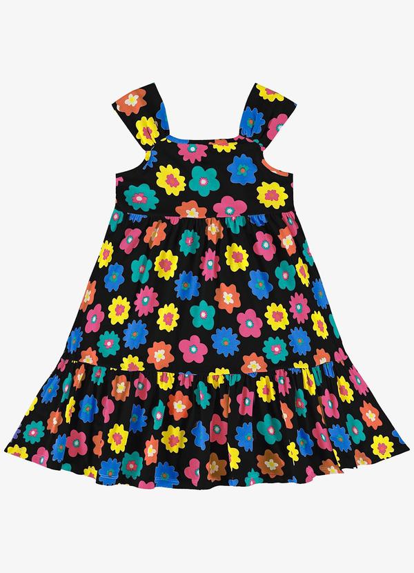 Rovi Kids - Vestido Infantil Florido Preto