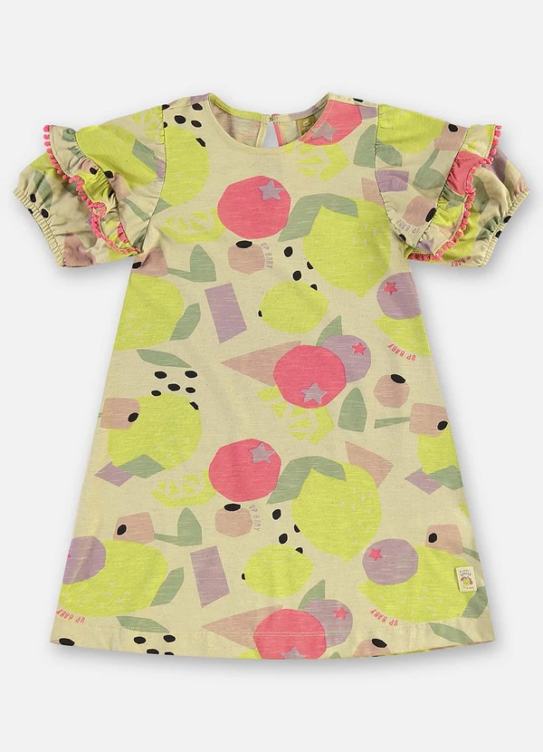 Up Baby - Vestido Infantil Frutas Algodão Bege 2