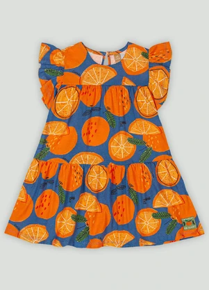 Vestido Infantil Frutas Cítricas Up Baby Azul - UP BABY