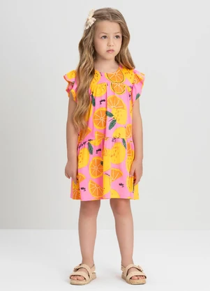 Vestido Infantil Frutas Cítricas Up Baby Rosa - UP BABY
