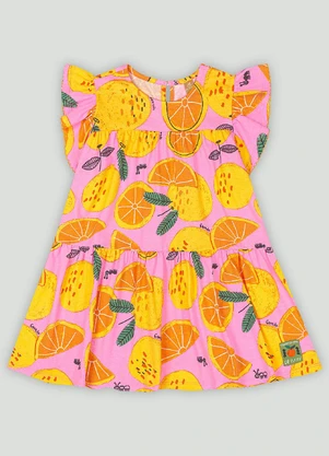 Vestido Infantil Frutas Cítricas Up Baby Rosa - UP BABY