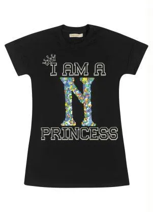 Trick Nick - Vestido Infantil I Am a Princess Preto - TRICK NICK