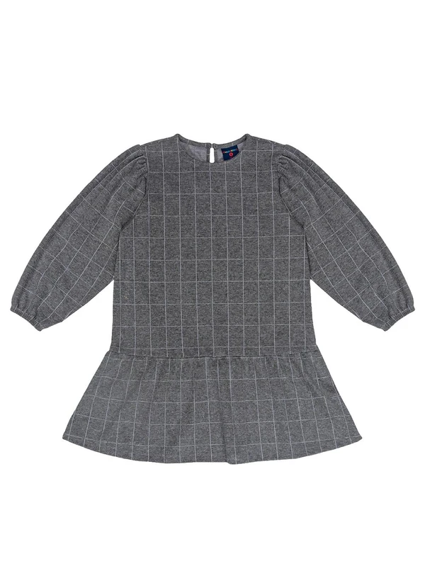 Guloseima - Vestido Infantil Jacquard Xadrez Cinza