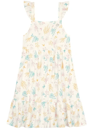 Brandili - Vestido Infantil Jardim de Borboletas Bege - BRANDILI
