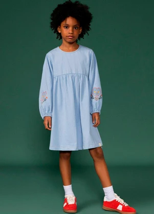 Bugbee - Vestido Infantil Jeans Azul - BUGBEE