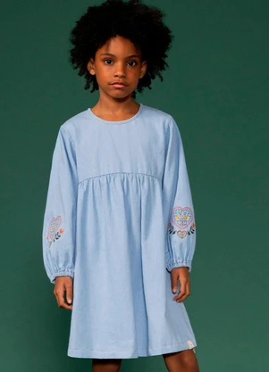 Bugbee - Vestido Infantil Jeans Azul - BUGBEE