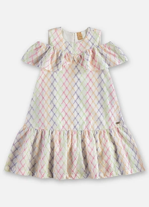 Up Baby - Vestido Infantil Laise com Babados Bege - UP BABY
