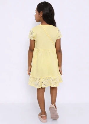 Torra - Vestido Infantil Laise com Bolsinha Amarelo - TORRA