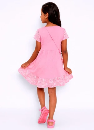 Torra - Vestido Infantil Laise com Brinde Bolsinha Rosa - TORRA