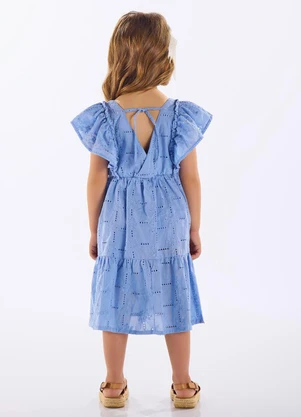 Up Baby - Vestido Infantil Laise com Forro Azul - UP BABY