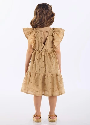 Up Baby - Vestido Infantil Laise com Forro Bege - UP BABY