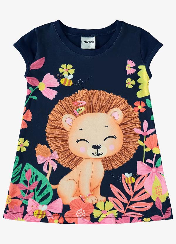 Rovi Kids - Vestido Infantil Leãozinho Azul