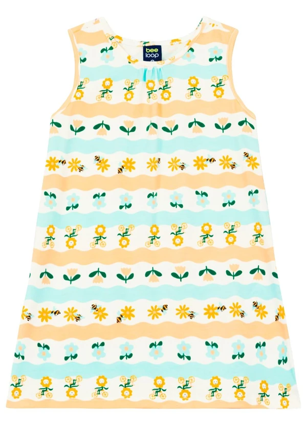 Bee Loop - Vestido Infantil Listrado Bee Loop Laranja
