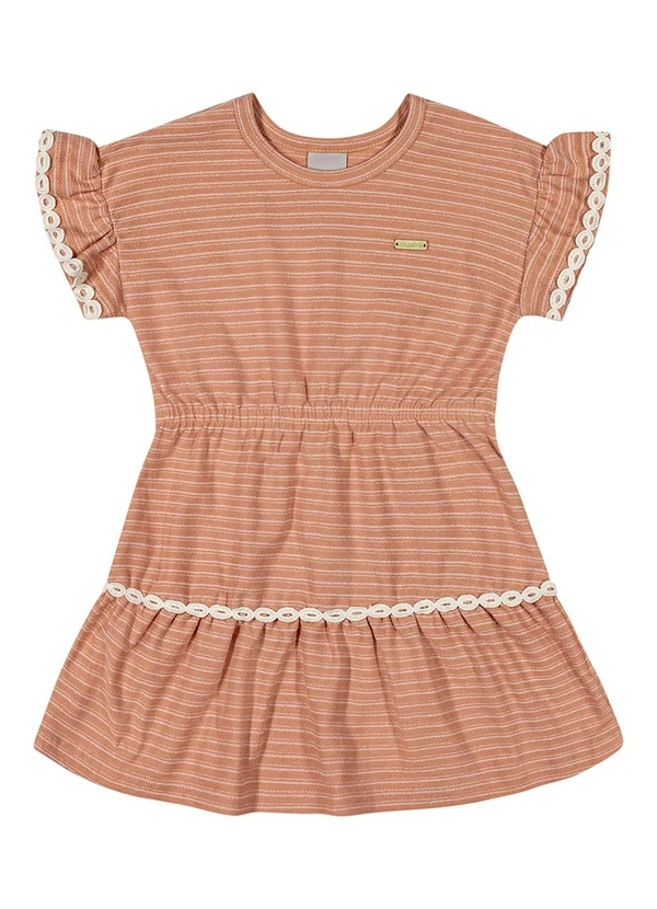 Colorittá - Vestido Infantil  Listrado Colorittá Marrom
