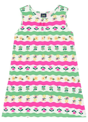 Vestido Infantil Listrado em Cotton Bee Loop Rosa - BEE LOOP