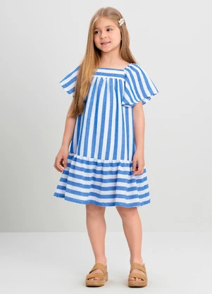 Vestido Infantil Listrado Quimby Azul - QUIMBY