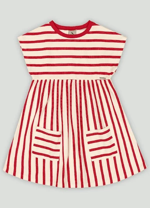 Vestido Infantil Listrado Quimby Vermelho - QUIMBY