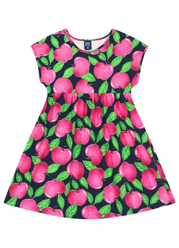 Bee Loop - Vestido Infantil Maçãs em Meia Malha Bee Loop Rosa