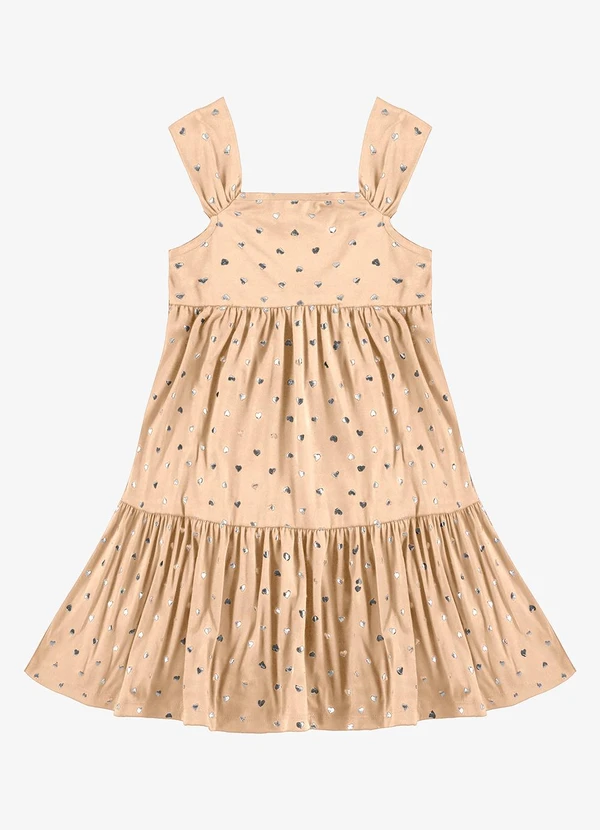 Rovi Kids - Vestido Infantil Malha Delicate Foil Bege