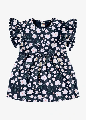 Rovi Kids - Vestido Infantil Malha Estampado Azul - ROVI KIDS