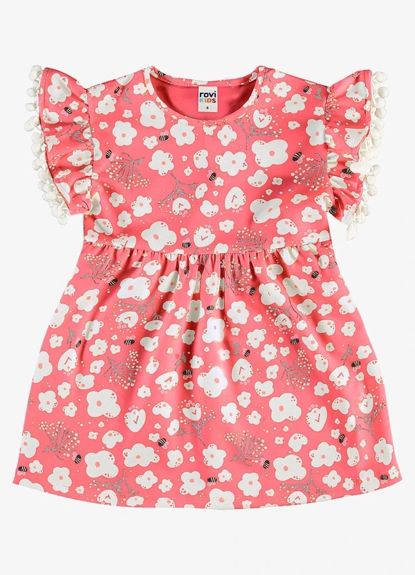 Rovi Kids - Vestido Infantil Malha Estampado Rosa