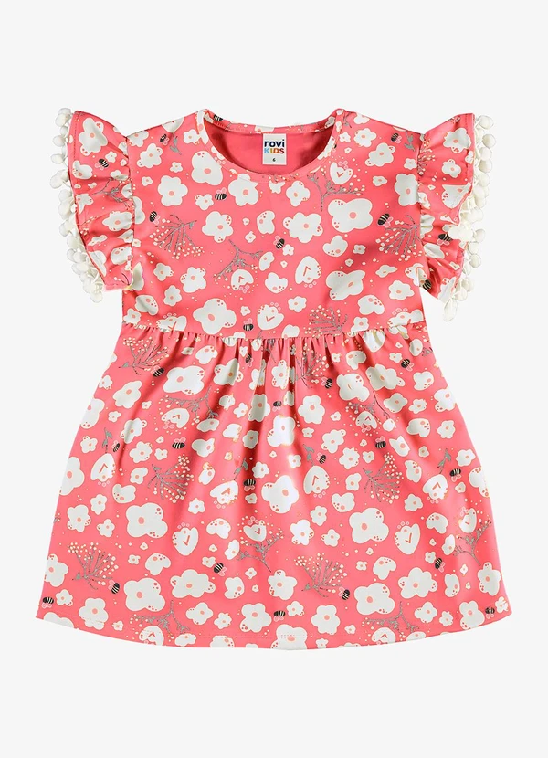 Rovi Kids - Vestido Infantil Malha Estampado Rosa