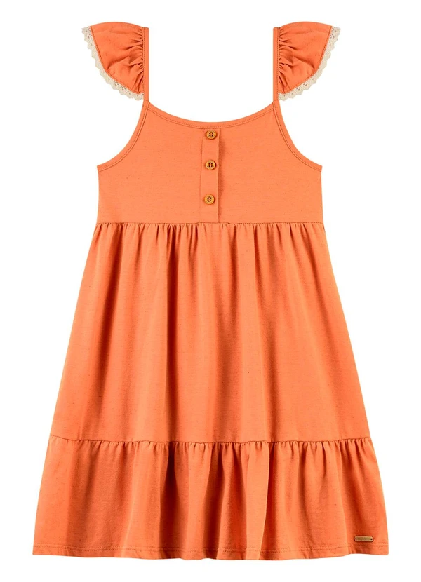 Colorittá - Vestido Infantil Malha Linho Menina Laranja 3