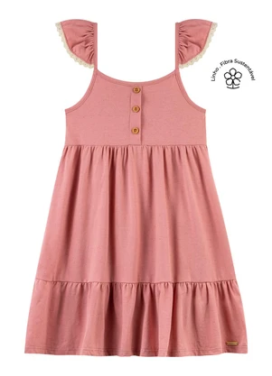 Colorittá - Vestido Infantil Malha Linho Menina Rosa - COLORITTÁ