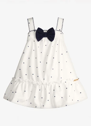 Trick Nick - Vestido Infantil Malha Tech Poá Bege - TRICK NICK