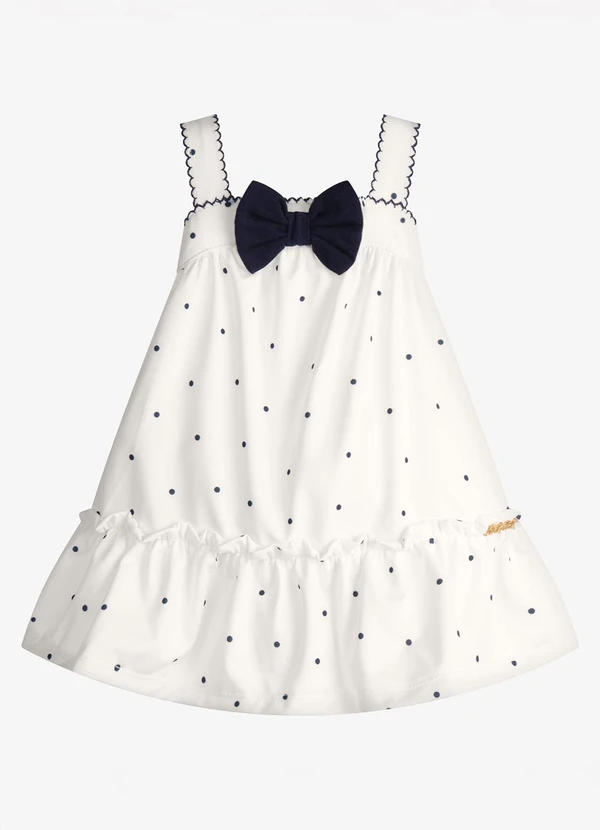 Trick Nick - Vestido Infantil Malha Tech Poá Bege
