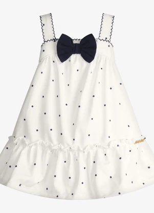 Trick Nick - Vestido Infantil Malha Tech Poá Bege - TRICK NICK