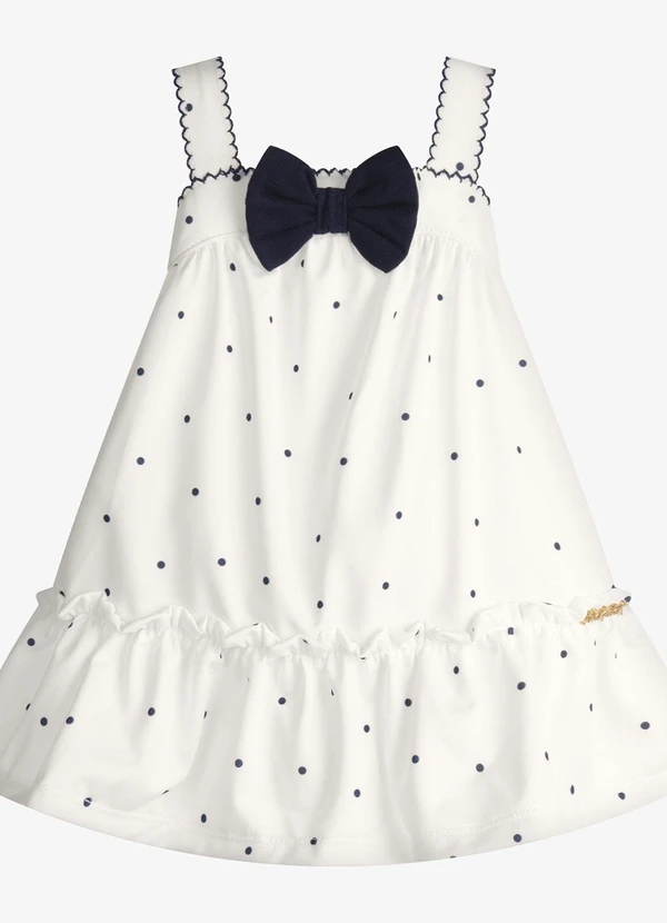 Trick Nick - Vestido Infantil Malha Tech Poá Bege
