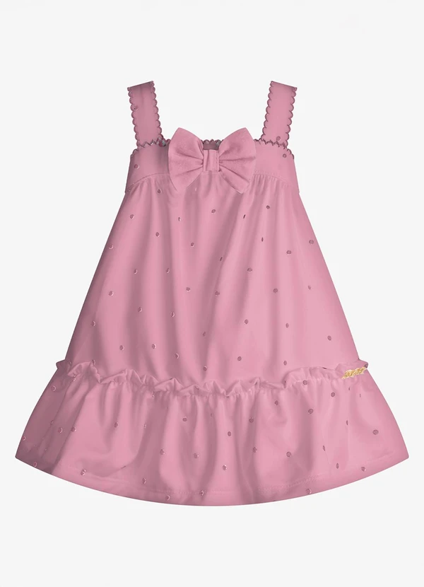 Trick Nick - Vestido Infantil Malha Tech Poá Rosa