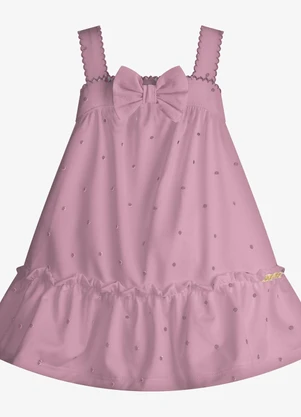 Trick Nick - Vestido Infantil Malha Tech Poá Rosa - TRICK NICK