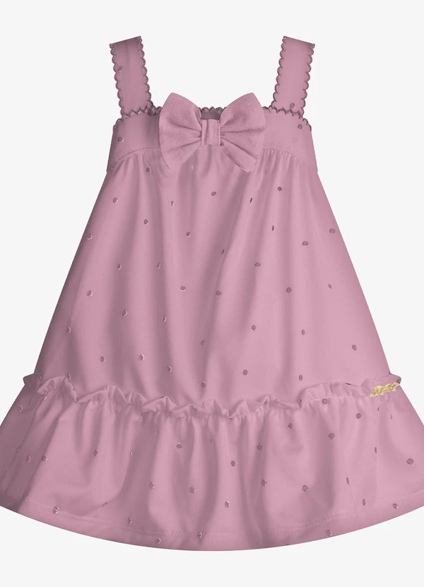 Trick Nick - Vestido Infantil Malha Tech Poá Rosa