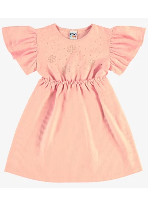 Rovi Kids - Vestido Infantil Malha Texturizada Rosa - ROVI KIDS