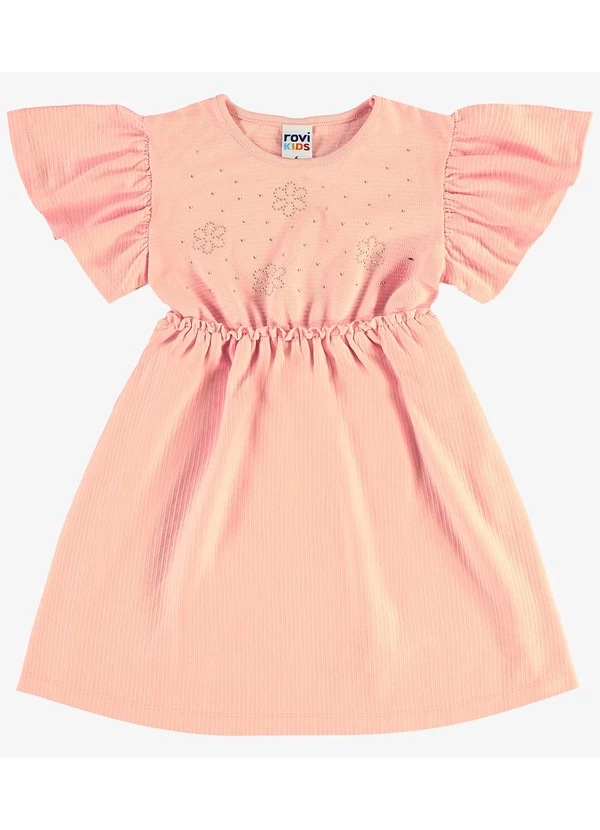 Rovi Kids - Vestido Infantil Malha Texturizada Rosa