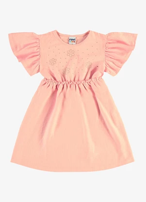 Rovi Kids - Vestido Infantil Malha Texturizada Laranja - ROVI KIDS
