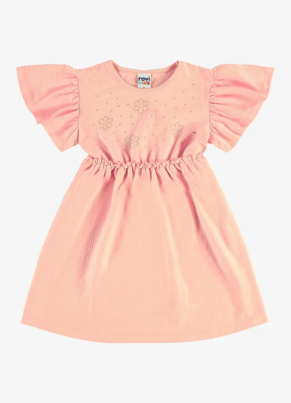 Rovi Kids - Vestido Infantil Malha Texturizada Laranja