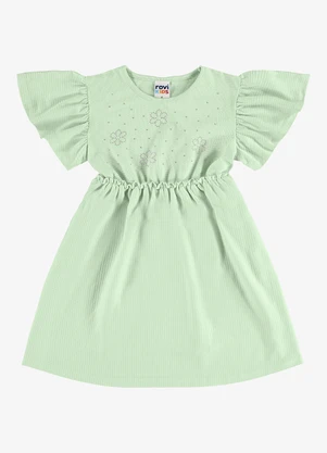 Rovi Kids - Vestido Infantil Malha Texturizada Verde - ROVI KIDS